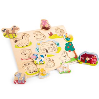 New Classic Toys - Peg Puzzle - Farm - 8 pieces - FSC® 100%-certified wood